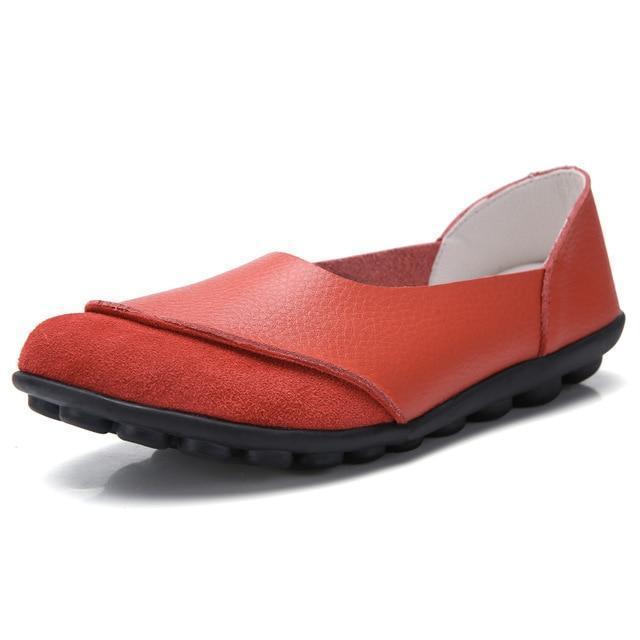 Slip-On Leather Moccasins with Wide Round Toe Box and Suede Lining
