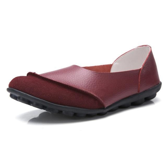 Slip-On Leather Moccasins with Wide Round Toe Box and Suede Lining